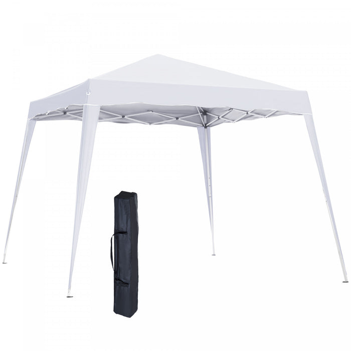 Outsunny 8' X 8' Pop Up Canopy Foldable Outdoor Canopy Tent W/ Bag, White