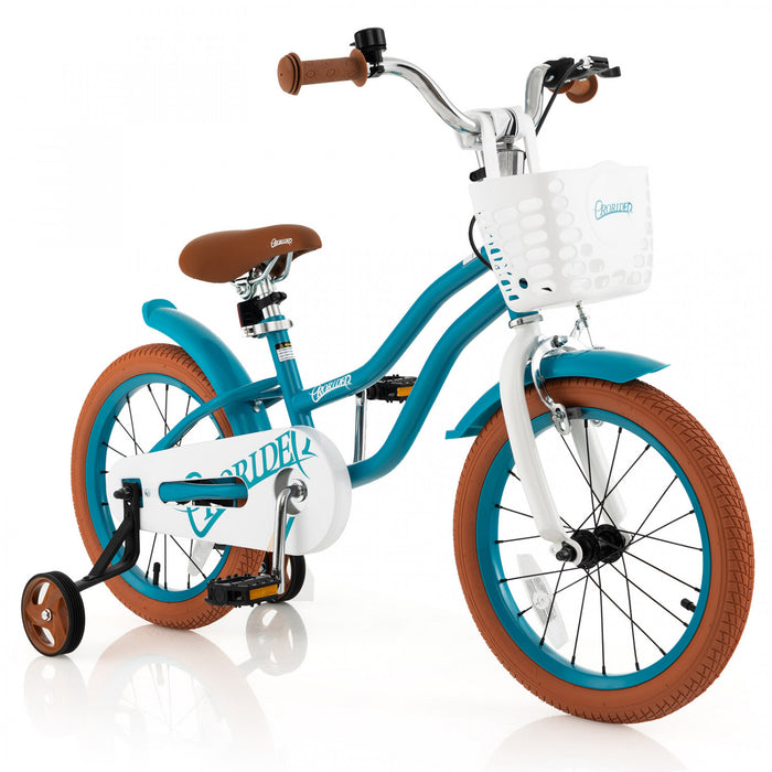 Costway 16\" Kids Bike Toddler Adjustable Bicycle Withtraining Wheel For 4-7 Years Old