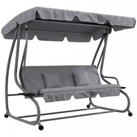 Outsunny Outdoor Patio Swing Chair With Adjustable Canopy And Two Pillows