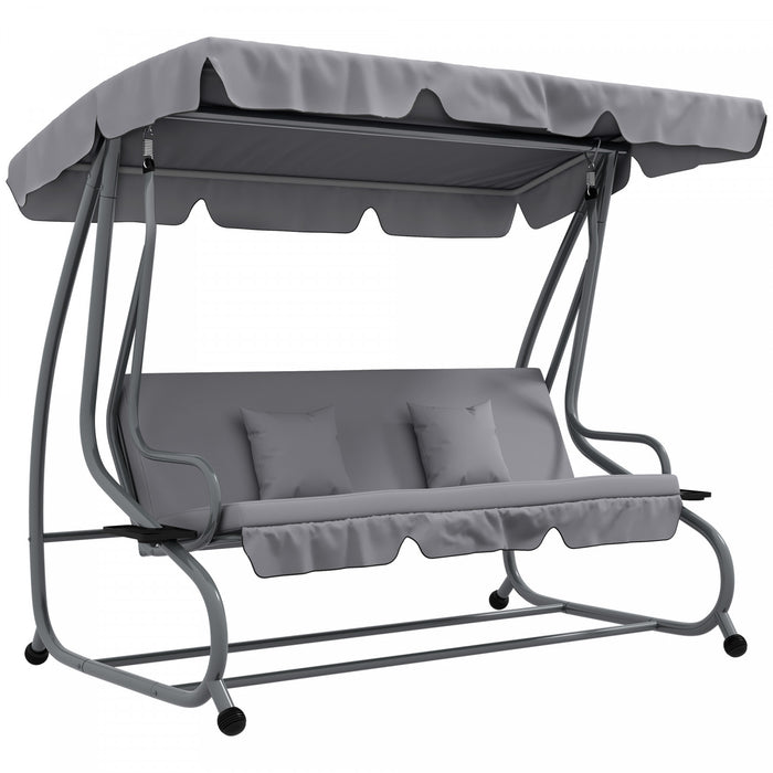 Outsunny Outdoor Patio Swing Chair With Adjustable Canopy And Two Pillows