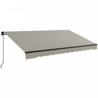 Outsunny 12' X 10' Retractable Awning, Patio Awning Sunshade Shelter With Manual Crank Handle, 280gs
