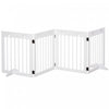 Pawhut Freestanding Pet Gate 4 Panel Wooden Dog Barrier Folding Safety Fence With Support Feet Up To 80.25\" Long 24\" Tall For Doorway Stairs White