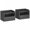 HOMCOM Set of 2 Floating Nightstand w/ Charging Station Bedside Table Black