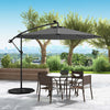 Costway 10 Ft Patio Solar LED 40 Lights Offset Umbrella Crank Cross Base Gray