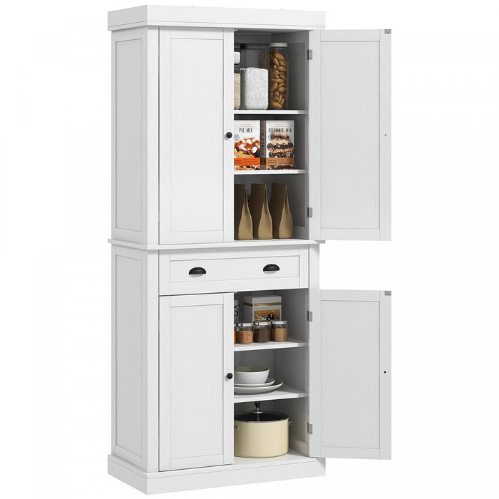 HOMCOM Kitchen Pantry Storage Cabinet, Tall Pantry with Drawer White