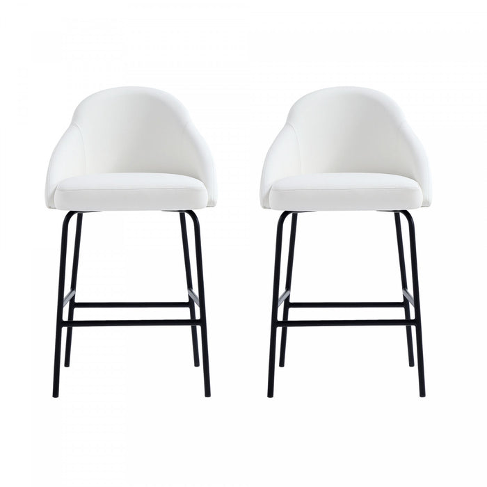Gracie Modern Metal Upholstered Counter Stool in White and Black - Set of 2