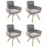 Timothy Velvet Swivel Dining Chairs with Tufted Upholstered and Metal Legs Set of 4, Grey  