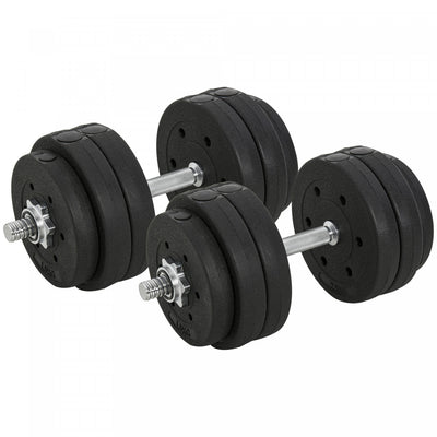 Soozier 2 x 33 lbs Adjustable Dumbbells Weight Set for Body Fitness, Black