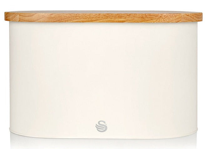 Salton Swan Nordic Bread Bin with Cutting Board - White