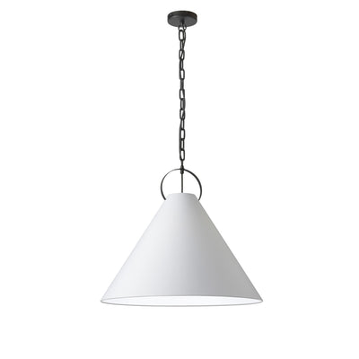 Dainolite Princeton 1 Light Pendant 24" Dia Matte Black Finish White Shade Lamp|Luminaire suspendu Princeton de Dainolite de 24 po de diamètre avec abat-jour blanc, fini noir mat et 1 ampoule