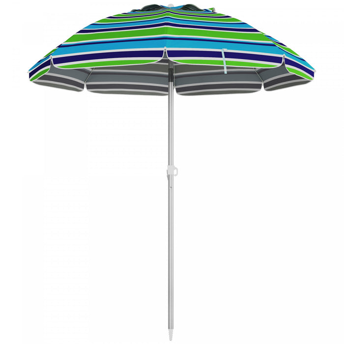 Outsunny 6' Portable Beach Umbrella With Sand Anchor Tilt Bag Multicolour