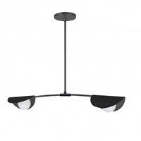 Dainolite Emma 2 Light Horizontal Pendant Matte Black Finish White Glass Lamp