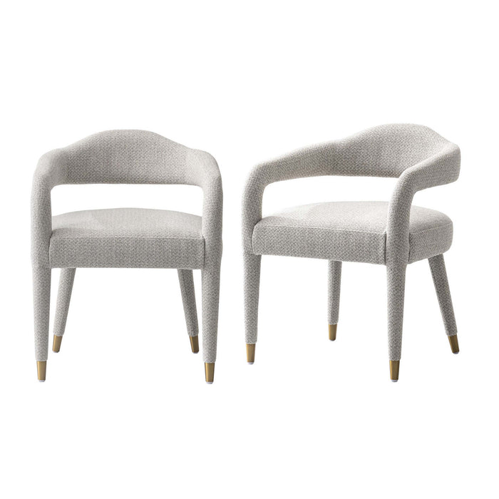 Aspen Mid-Century Modern Upholstered Tweed Armchair in Silver Lining - Set of 2
