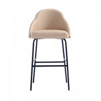 Gracie Modern Metal Upholstered Barstool in Tan and Black Bar Stool 