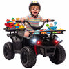 Qaba 12V Kids ATV, Electric Ride On Quad with Dual Motors, Soft Start, 1.9 MPH Max, Battery Powered Electric Vehicle with Music, MP3, Headlights for Boys Girls 3-8 Years, Black