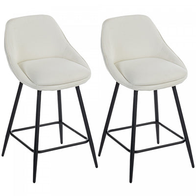 HOMCOM Swivel Bar Stools Set of 2 26" Counter Height Barstools, Cream White