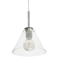 Dainolite Roswell 1 Light Pendant Large Satin Chrome Clear Glass Lamp