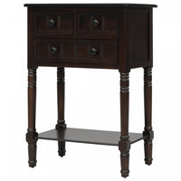 Olivia Solid Wood Console Table With Drawers And Bottom Shelf - Brown