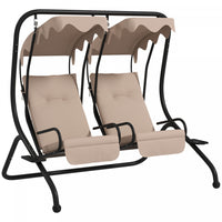 Outsunny 2-seat Patio Swing Chair W/ Removable Canopy & Cup Holders, Beige