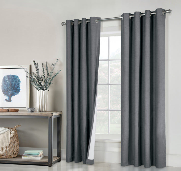 Thermaplus Suprema Charcoal Blackout Grommet Curtain Panel - 52 x 84