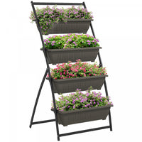 Outsunny 4-tier Vertical Raised Garden Bed With 4 Planter Boxes, Outdoor Plant Stand Grow Container 