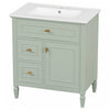 Olivia 30\" Bathroom Vanity with Ceramic Sink and Solid Rubberwood, Green