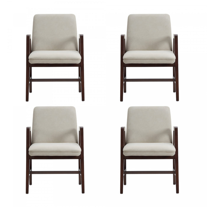 Stella Modern Velvet Wood Armchair in Champagne - Set of 4