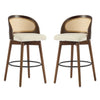 Calvin Indoor Counter Height Swivel Bar Stool Set of 2 with Ergonomic Backrest,Walnut