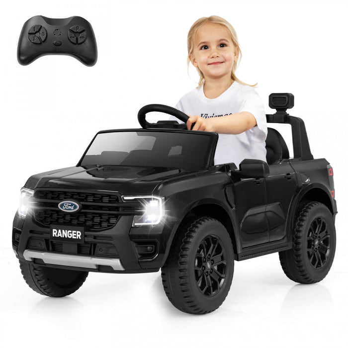Costway 12v Licensed Ford Ranger Kids Ride On Car With Remote Control Storage Basket Black