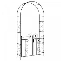 Outsunny Metal Garden Arch W/ Gate Garden Arbor Trellis For Climbing Plants