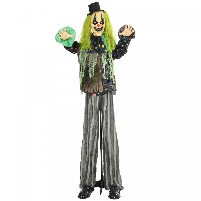 HOMCOM 6ft Life Size Outdoor Halloween Decoration Animatronic Circus Clown