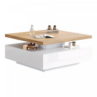 Liam Rotating Coffee Table with 360° Swivel Top,White