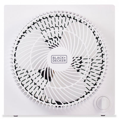 BFP Series BLACK+DECKER 9-Inch Frameless Box Fan, 3-Speed Settings, BFB09W, White Fan Tabletop | Ventilateur de table sans cadre BLACK+DECKER serie BFP, 9 pouces, 3 vitesses, BFB09W, blanc