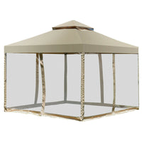 Costway 2-tier 10'x10' Gazebo Canopy Shelter Awning Tent Patio Garden Screw-free Structure Brown