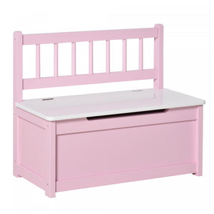 Qaba 2-in-1 Wooden Kids Toy Box Storage Bench Seat Chest Cabinet Chunk Cube With Safety Pneumatic Rod Pink