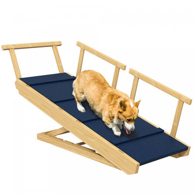 Pawhut Dog Stairs, Adjustable Pet Stairs, Foldable Dog Steps With Non-slip Mat, Safety Railings, For|Pawhut Escalier Pour Chien, Escalier Reglable Pour Animaux De Compagnie, Marches Pliables Avec Tapis
