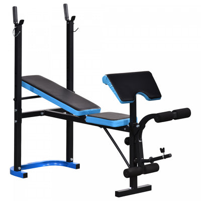 Soozier Adjustable Weight Bench With Barbell Rack And Leg Developer For Weight Lifting And Strength |Soozier Banc De Musculation Fitness Entrainement Complet Avec Support D'halteres Dossier Reglable Ac