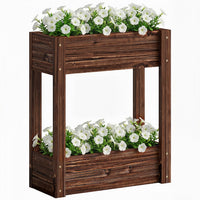 Outsunny 3-Tier Wooden Raised Garden Bed with Legs, 23.6
