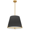 Dainolite Preston 4 Light Pendant 19\" Dia Aged Brass Black Fabric Shade Lamp