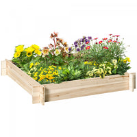 Outsunny 39'' X 39'' Screwless Raised Garden Bed, Wooden Planter Box, Easy Diy Herb Garden For Veget