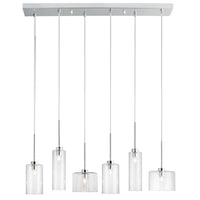 Dainolite Industrial Chic 6 Light Horizontal Pendant Polished Chrome Finish Clear Glass Lamp