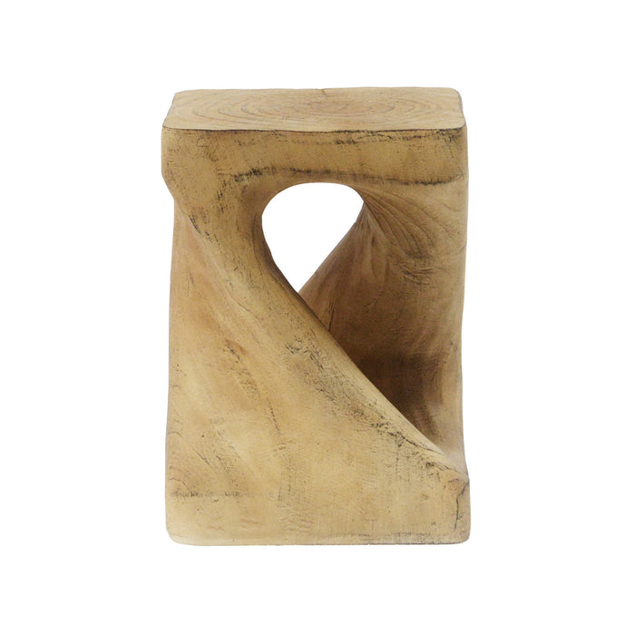 Miro 16\" Modern Twisted Hourglass MGO Accent Table, Faux Wood Grain Indoor Side Table, Natural