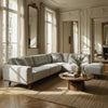 Sloane 2-Piece Linen-Look Fabric Sectional with Tufted Back and Tapered Wood Legs - Light Grey