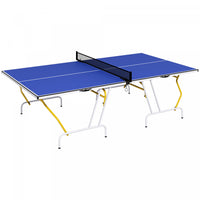 Soozier Full Size Ping Pong Table, Fold Into Quarters, Portable Table Tennis Table With Net, Paddles