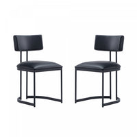 Juno Contemporary Modern Vegan Leather Metal Side Chair in Black - Set of 2 