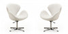 Raspberry Modern Upholstered Swivel Lounge Chair in White - Set of 2 Accent Chair