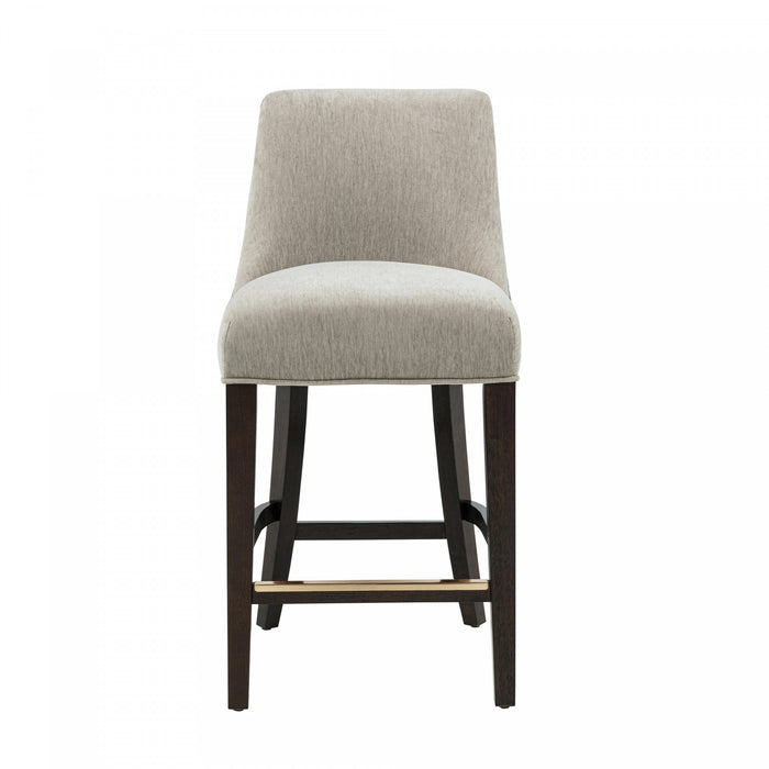 Beever Modern Wood Chenille Counter Stool in Taupe