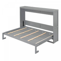 Evelyn Space-Saving Murphy Wall Bed with Foldable Cabinet Design,Queen Size,Grey Queen Bed 