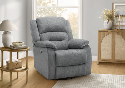 MONARCH SPECIALTIES 34" WIDE, LARGE UPHOLSTERED POWER RECLINING CHAIR, USB PORTS INCLUDED, BLUE FABRIC, TRANSITIONAL Recliner | MONARCH SPECIALTIES 34" DE LARGEUR, GRAND FAUTEUIL REMBOURRE INCLINABLE, PORT USB INCLUS, TISSU BLEU, TRANSITIONNEL