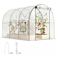 Outsunny Polytunnel Greenhouse with Mesh Window, Grow House Tent, Clear